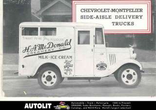   Chevrolet Mont Pelier Milk Ice Cream Delivery Truck Brochure  