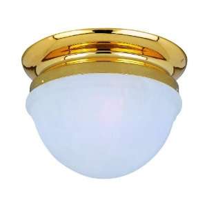   Majestic 1 Light Flush Mount in Polished Brass with White Marble Glass
