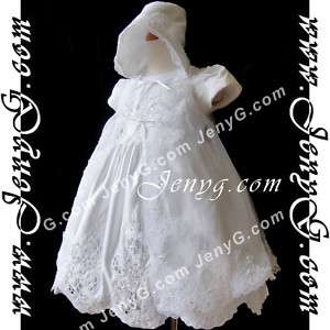 Flower Girl/Christening Bonnet Gown w Coat 0 3 Yrs #T01  