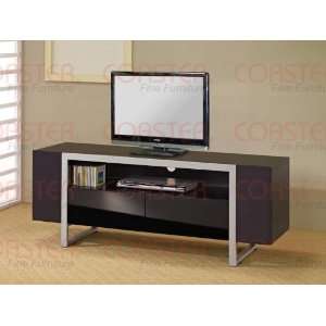  Modern TV Stand in Black Silver Tubing Finish