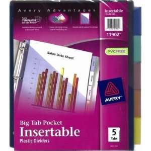  Avery Plastic Pocket Tab Dividers, 5 Tabs (12 Pack 