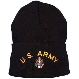  Black US Army Embroidered Color Logo Navy Watch Cap 
