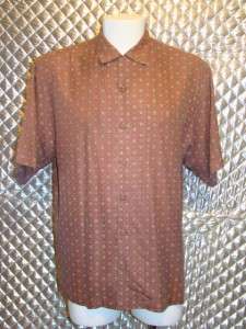 Tommy Bahama Mens 100% Silk Burgundy Print Shirt Size M  
