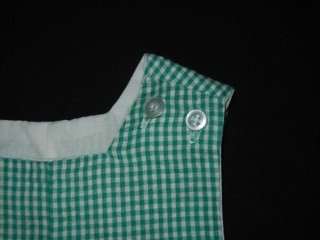 The Bailey Boys Green gingham Bubble romper shortall 9 months lawn 