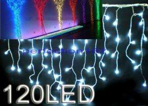 NEW 120 LED ICICLE lights Party Xmas in /outdoor White  