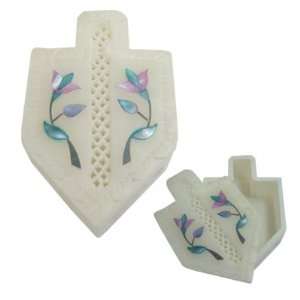  of Soap Stone. Floral Inlay Design. Cut Out Hatched Side and Front 