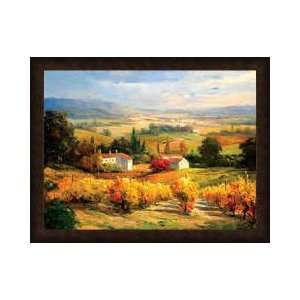  Hazy Tuscan Farm Framed Canvas Giclee