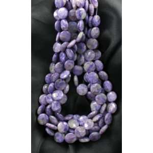  GORGEOUS CHAROITE 14mm COIN BEADS~ 