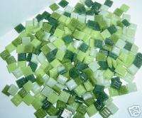 290+ Glass Mosaic Tiles 3/8 Inch (10mm) GREEN Color Mix  