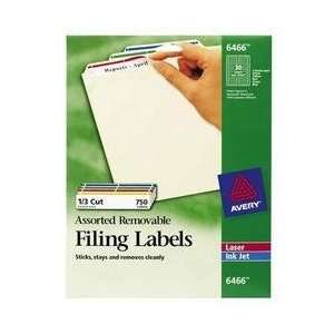  Avery Assorted Removable Filing Label   0.66 Width x 3.43 