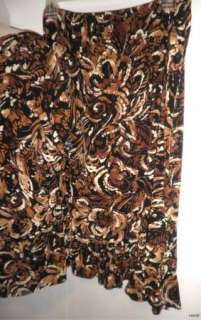 CHICOS  Fabulous Brown Abstract Floral Top & SKirt Set, Size 3 XL 