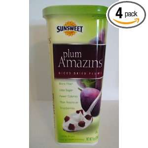 Plum Amazins Diced Dried Plums   9 0z. Each (Pack of 4)  