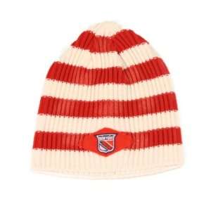  New York Rangers Faded Red/White Stripe Knit Beanie 