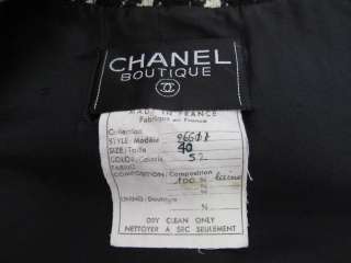VINTAGE* Chanel Black/Ivory Houndstooth Gold Button Jacket 40  