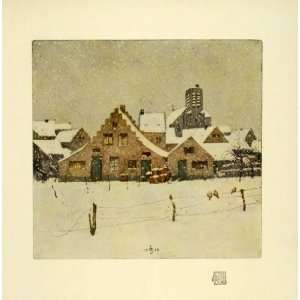 1910 Print Artist Francois Simon LHiver Winter Snowstorm Cold Home 