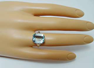 Antique 5ct Aquamarine Filigree Ring 14K White Gold Estate Jewelry 