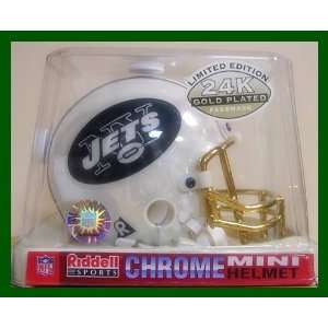 New York Jets Riddell Chrome 24k Gold Mini Helmet  Sports 