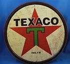 ROUND TEXACO T RED STAR ROUND METAL TIN SIGN Made in the US America 