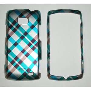  Blue and Brown Cross Plaid Snap on Hard Skin Shell 