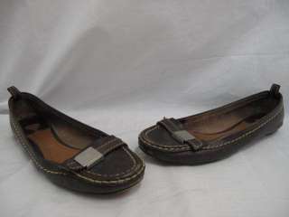 Chloe Dark Brown Leather Silver Buckle Moccasin Style Flats 40  