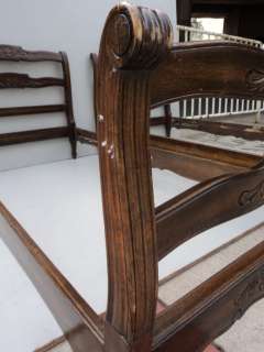 Nice old pair of French country walnut twin beds # 07972  
