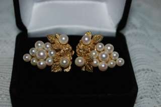 SALE Vintage Luxury Pearl Grape Cluster Earrings Omega Clip On 12.0 