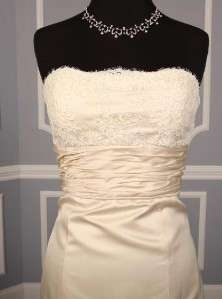   Lhuillier Opera Strapless Alencon Lace Silk Couture Bridal Gown New 10
