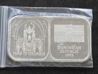 1975 TOMB OF COLUMBUS SILVER ART BAR DOMINICAN A9940  