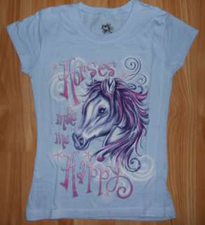 Girls HORSE Shirt~Horse Make Me Happy~Blue/Pink/Purple~  