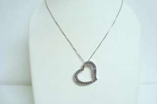 SS925 18BoxChain W/CutThru Heart Pendant With Marcasite  