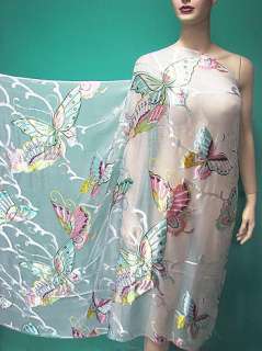   silk chiffon background with big butterfly burnout satin layer