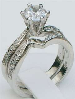 Elegant 1.20ctw 2pcs CZ Cubic Zirconia Bridal Engagement Ring Wedding 