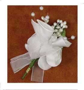 White Silk Rose & Lily Corsage/Boutonniere Wedding  