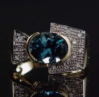 LUXURIOUS ESTATE LAURA RAMSEY 14K PEACOCK BLUE TOPAZ PAVE DIAMOND 