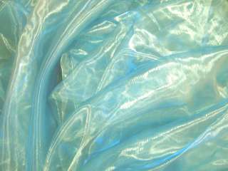 B67 Iridescent Sea Blue Crystal Organza Fabric by Y  