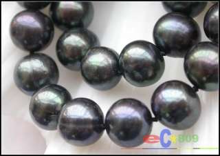 17 12MM BLACK ROUND FRESHWATER PEARL NECKLACE  