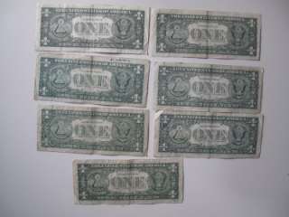 US 1 DOLLAR 7 FEDERAL RESERVE NOTES BANKNOTES  