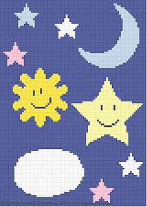   Pattern   CELESTIAL   Sun/Moon/Cloud/Stars Baby Afghan Pattern *EASY