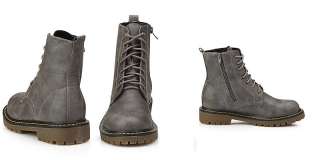 Womens Dark Gray Military Combat Zipper Boots Shoes US 6~8 / Ladies 