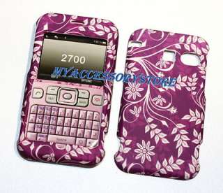 For Boost Mobile Sanyo Juno 2700 Purple Floral Rubberized Hard Phone 