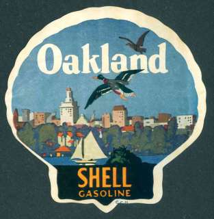 Shell Oil Sticker Oakland, California ca.1920s  