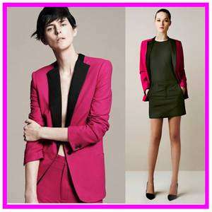 Candy Color Boyfriend Contrast Lapel Blazer Suit Jacket Pink S M L XL 