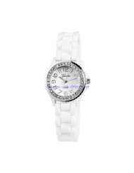 Geneva Silikon Strass Uhr Damen Watch Weiss