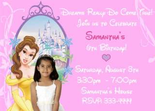 DISNEY PRINCESS BELLE BIRTHDAY PARTY INVITATIONS AND FAVORS  