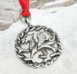 WALES DRAGON CELTIC Pewter Christmas ORNAMENT Holiday  