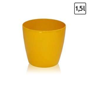 Liter Blumentopf gelb glänzend h   129 mm ø 140 mm Übertopf Fun 