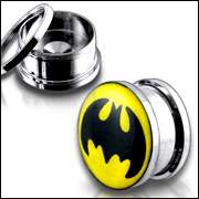 Body Jewelry 10Pcs. Steel Batman Logo Tunnel Earplugs  