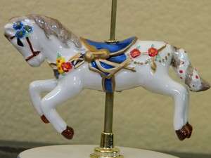   Mr. Christmas Blue Musical Carousel Horse Animated Porcelian Music Box