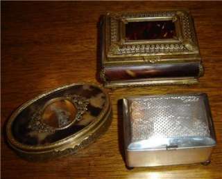 ANTIQUE FRENCH STERLING SILVER & SHELL SNUFF BOX RARE  
