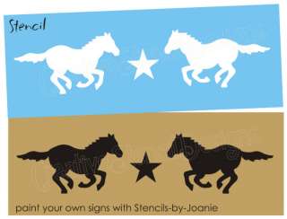 STENCIL Running Horse Mustang Star Western Border Sign  